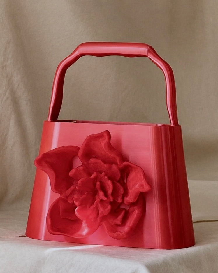 PZAEZ STUDIO BLOOM Glaze sculptural 3D-printed handbag with flower form