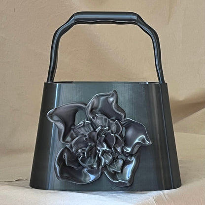 PZAEZ STUDIO BLOOM Graphite sculptural 3D-printed handbag with flower form