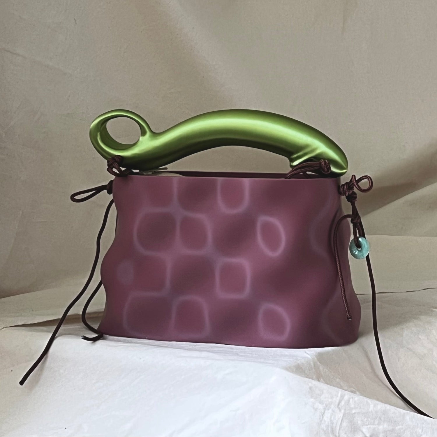 PZAEZ STUDIO SOFTCORE Plum sculptural 3D-printed handbag with exposed attachments