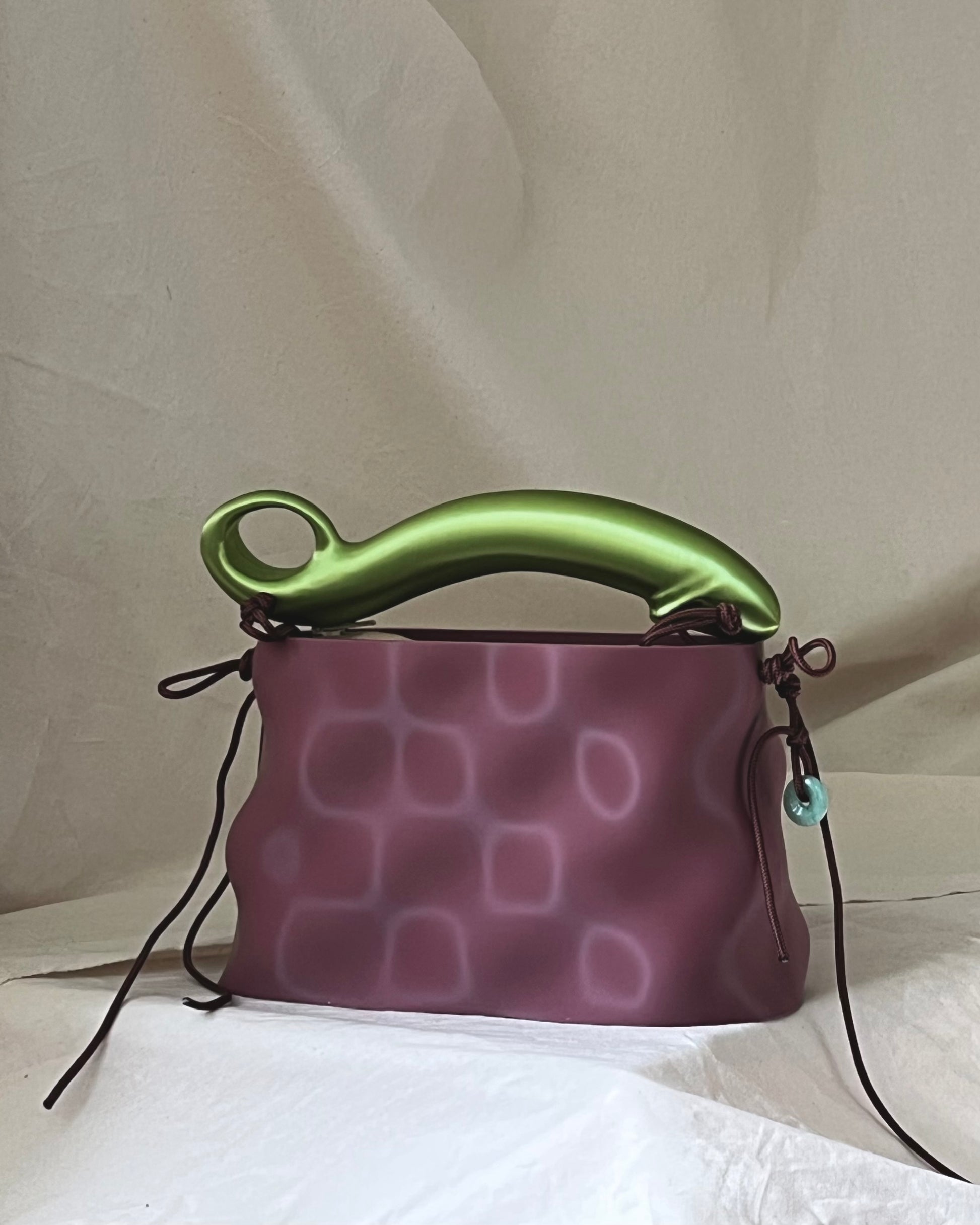 PZAEZ STUDIO SOFTCORE Plum sculptural 3D-printed handbag with exposed attachments