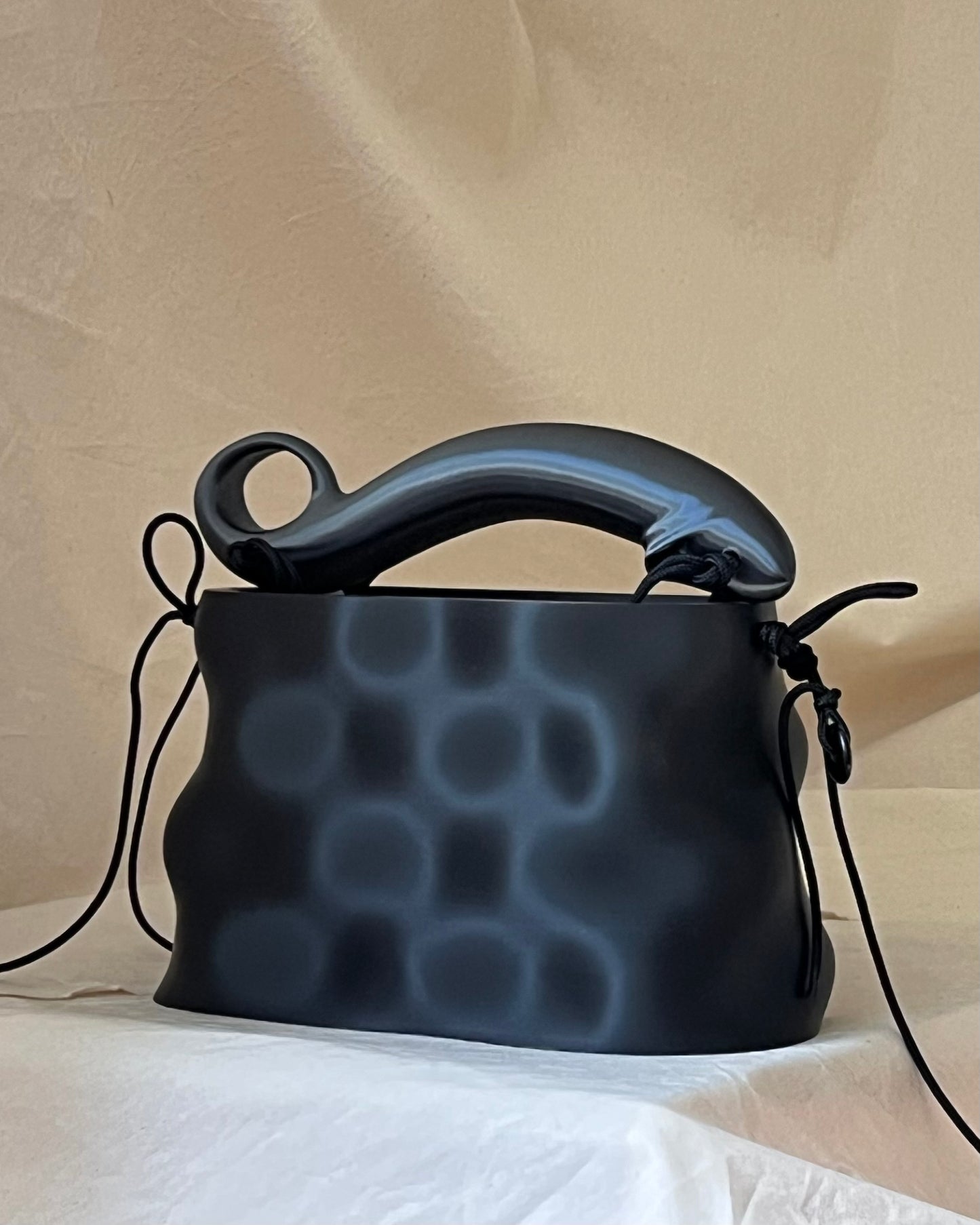 PZAEZ STUDIO SOFTCORE Obsidian sculptural 3D-printed handbag with exposed attachments